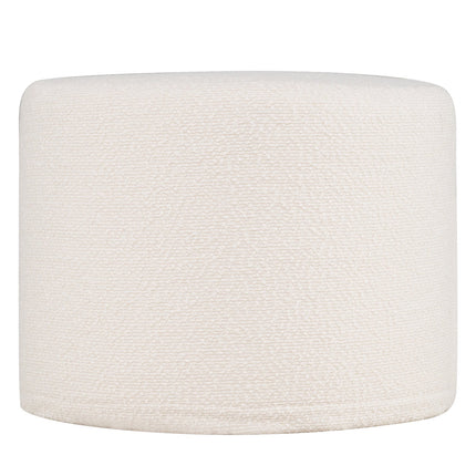Round Pouf Ottoman, 45x35 cm, Foam-Filled, Beige