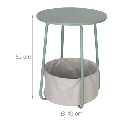 Round Side Table with Fabric Storage Basket
