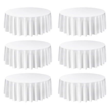 Round Tablecloths, 6-Pack 120-Inch Polyester, White