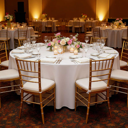 Round Tablecloths, 6-Pack 132-Inch White Polyester
