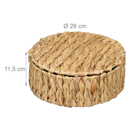 Round Tea Box, 7 Compartments, Woven Hyacinth