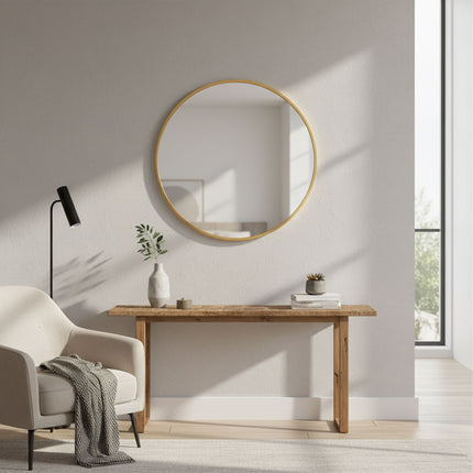 Round Wall Mirror, Metal Frame, Decorative & Functional