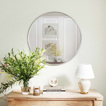 Round Wall Mirror, Modern Design, 61 cm, Silver