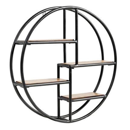 Round Wall Shelf with 4 Tiers, 55x55x11cm, Black