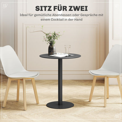 Round dining table for 2 people, steel, for indoor and outdoor use, black