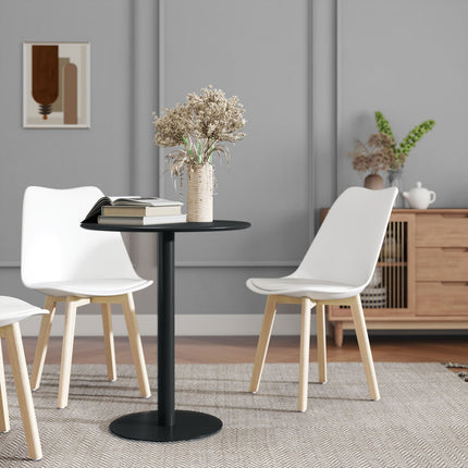 Round dining table for 2 people, steel, for indoor and outdoor use, black