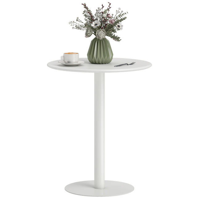 Round dining table for 2 people, steel, for indoor and outdoor use, white