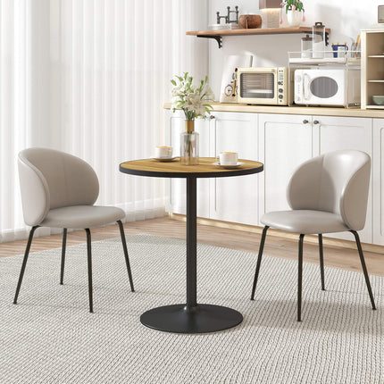 Round Dining Table, Oak Finish, Seats 2-4, Compact Design