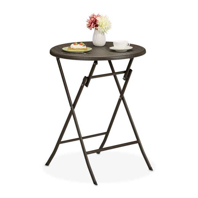 Round garden table in rattan look