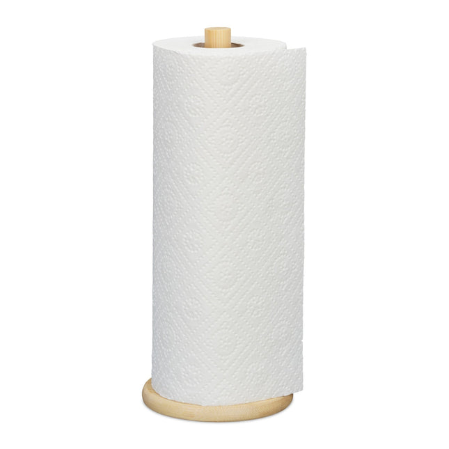 Round kitchen roll holder in bamboo
