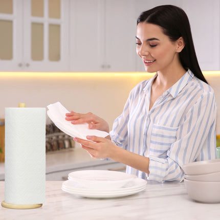 Round kitchen roll holder in bamboo