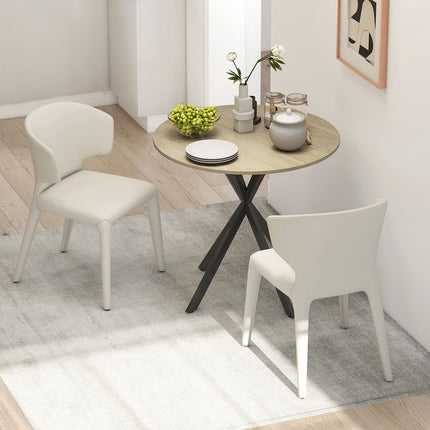 Round Dining Table, 80 cm, Wood-Look Top, Steel Legs