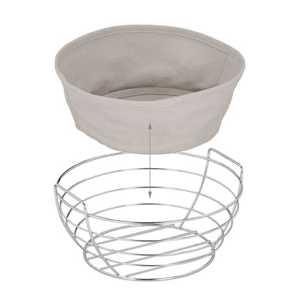Round metal bread basket with cover