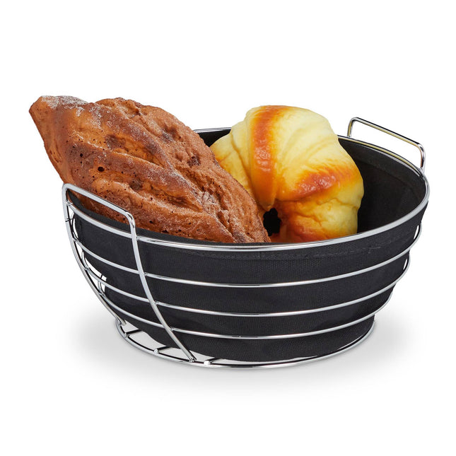 Round metal bread basket with cover