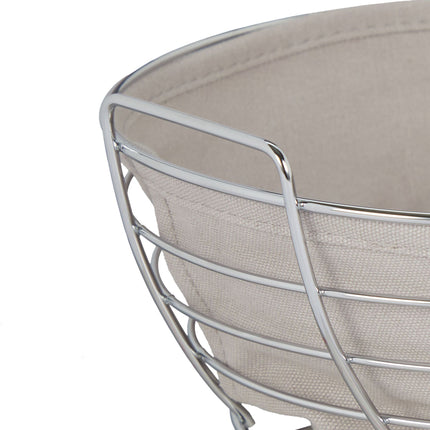 Round metal bread basket with cover