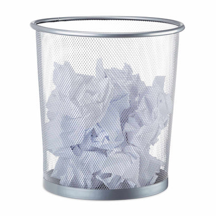 Round metal wastebasket