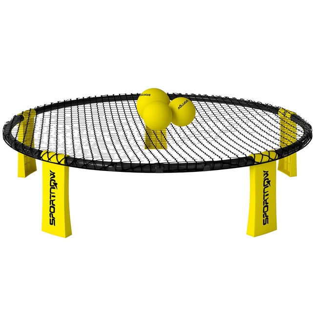 Roundnet-set Spelset met speelnet, 3 ballen, draagtas en ballenpomp Ø 92 x 20 cm geel