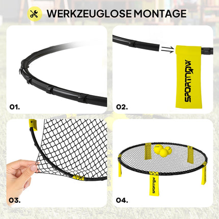 Roundnet Set Game set with play net 3 balls carrying bag ball pump spikeball set Ø92 x 20 cm yellow