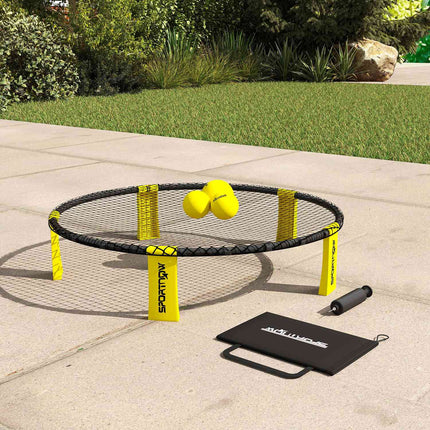 Roundnet Set Game set with play net 3 balls carrying bag ball pump spikeball set Ø92 x 20 cm yellow