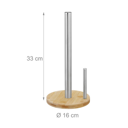 Round paper towel holder with roll stop