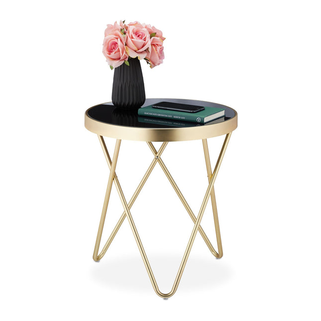 Round side table black-gold