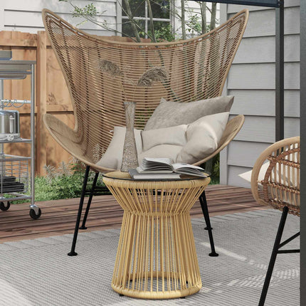 Round Patio Table - Glass Top, Metal Drum Design