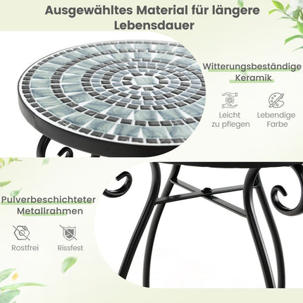 Round side table mosaic table made of metal and ceramic ∅30 x 50 cm for balcony, terrace, garden