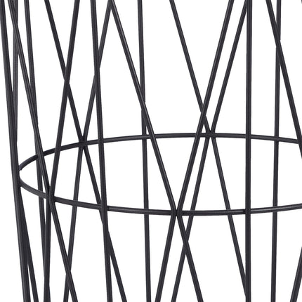 Round side table with metal basket