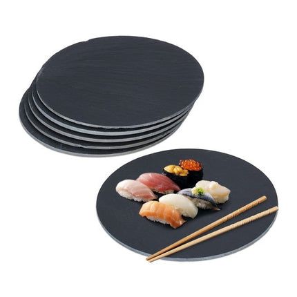 Round slate plate set of 6