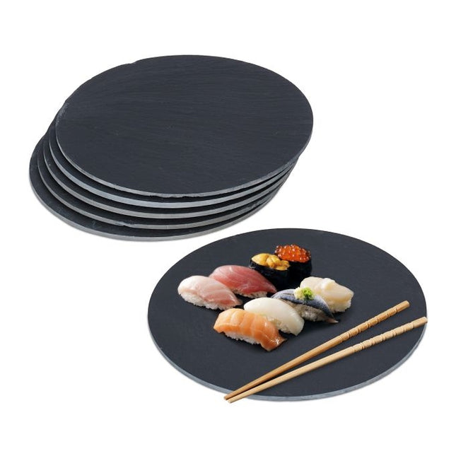Round slate plate set of 6