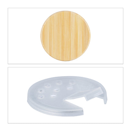 Round spice jars with bamboo lids