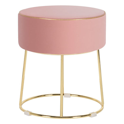 Round stool footstool made of velvet with metal legs, upholstered dressing stool, can hold up to 150 kg, pink