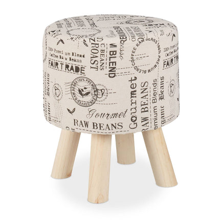 Round stool with fabric upholstery
