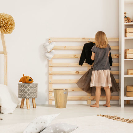 Round wooden wastebasket