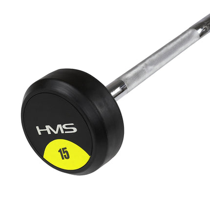 Rubber Coated Barbell, 15 kg, Durable Grip