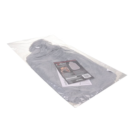 Rubber Hot Water Bottle 3.5 L with Removable Plush Cover, Grey/Beige, 41 x 24 cm