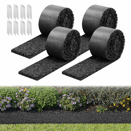 Rubber Mulch Mat Roll 4-Pack, 120 x 4.5 in, Stakes