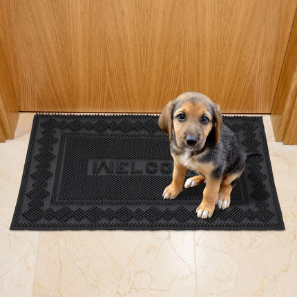 Rubber doormat with text
