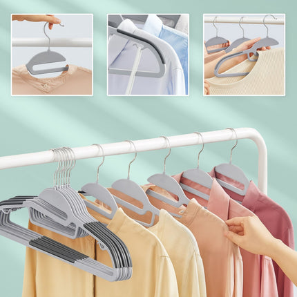 Rubberised Clothes Hangers Set – Non-Slip, Space-Saving