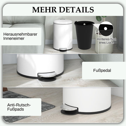 Metal pedal waste container with inner basket, 20L, 36x30x44.5 cm