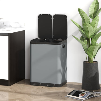 Double 30L pedal container - metal, inner container, lid