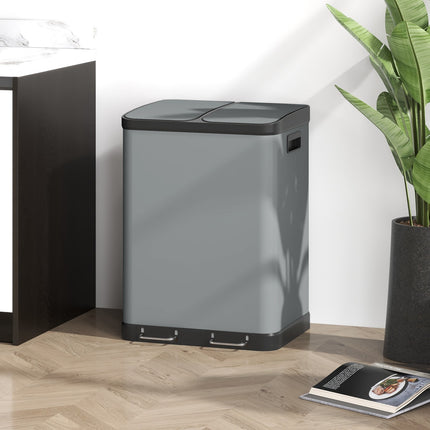 Double 30L pedal container - metal, inner container, lid