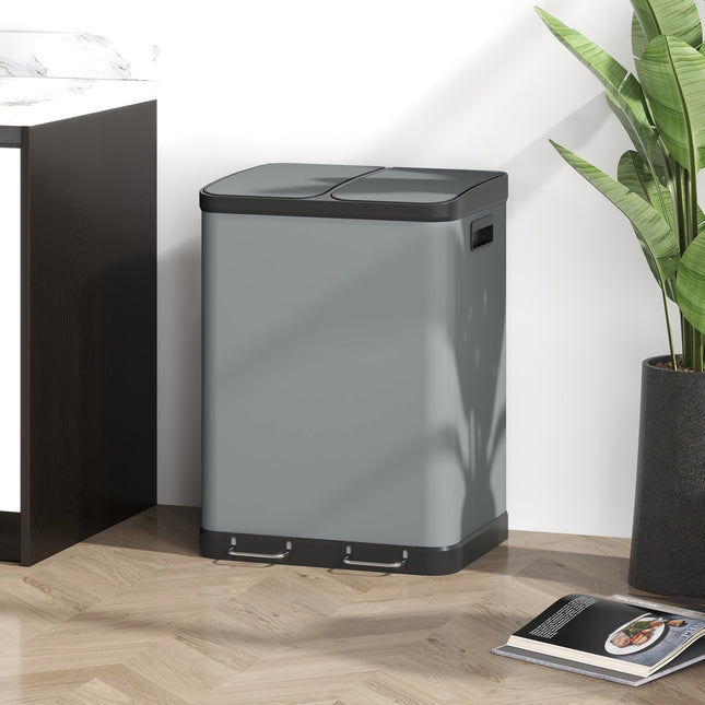 Double 30L pedal container - metal, inner container, lid
