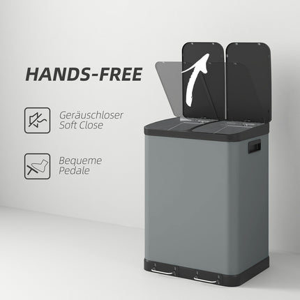 Double 30L pedal container - metal, inner container, lid