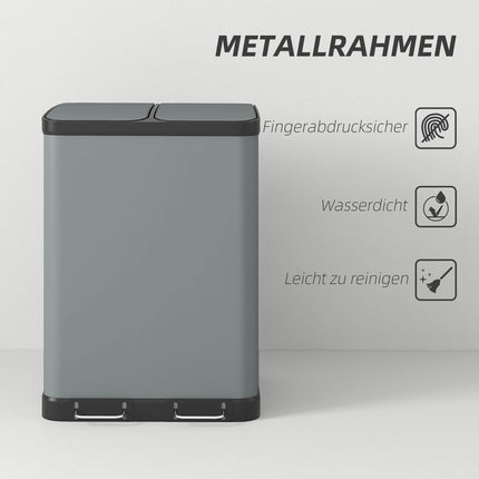 Double 30L pedal container - metal, inner container, lid