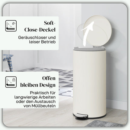 Metal pedal bin with lid - 30L, inner bin included