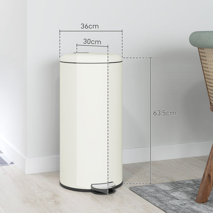 Metal pedal bin with lid - 30L, inner bin included