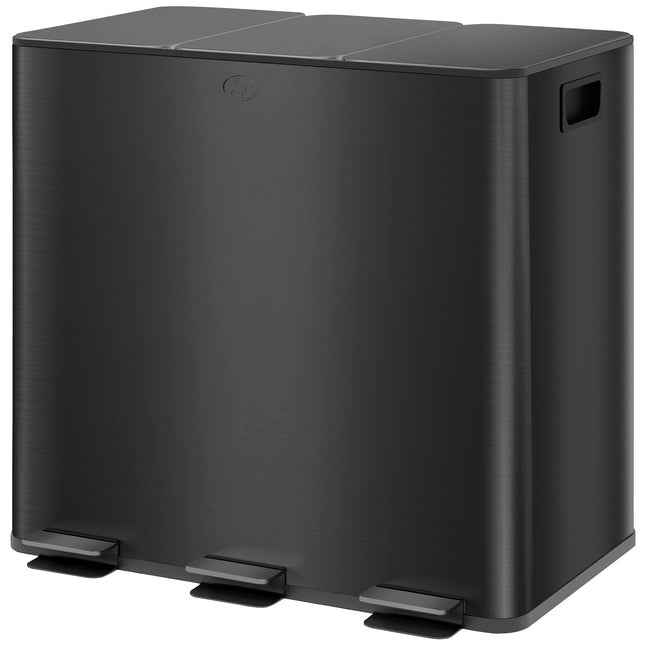 Stainless steel triple pedal container, 3x15L, with inner container