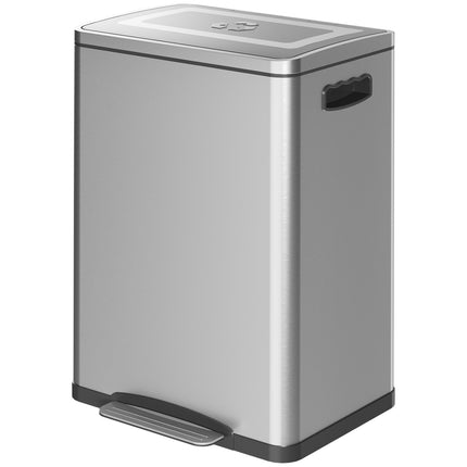 Stainless steel waste bin 40L - Double soft-closing compartments