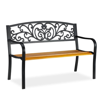 Rustic garden bench in metal and wood